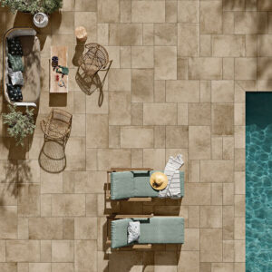 Taupe Porcelain paving .