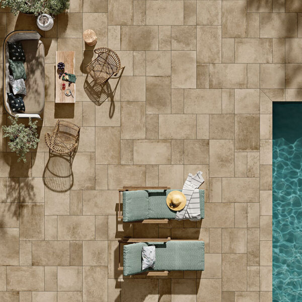 Taupe Porcelain paving .