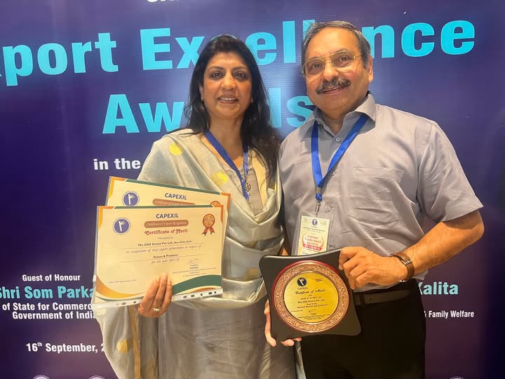 DNS Stones holding CAPEXIL award and certificate
