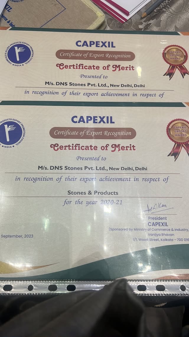 DNS Stones CAPEXIL Certificates of Merit